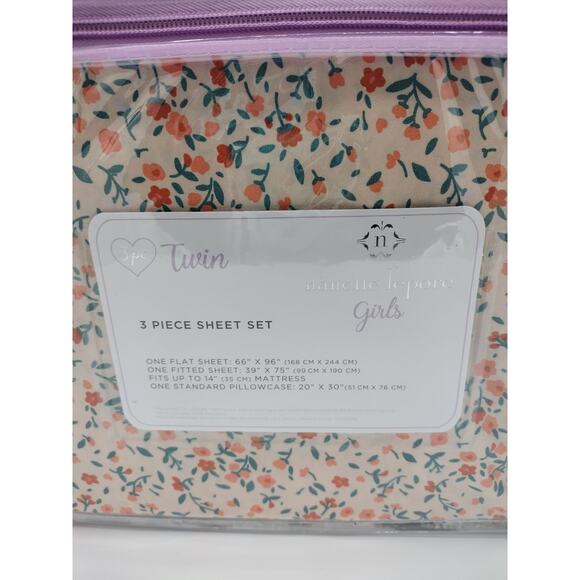 Girls 3 Piece Floral Sheet Set Size Twin NWT - Picture 2 of 6